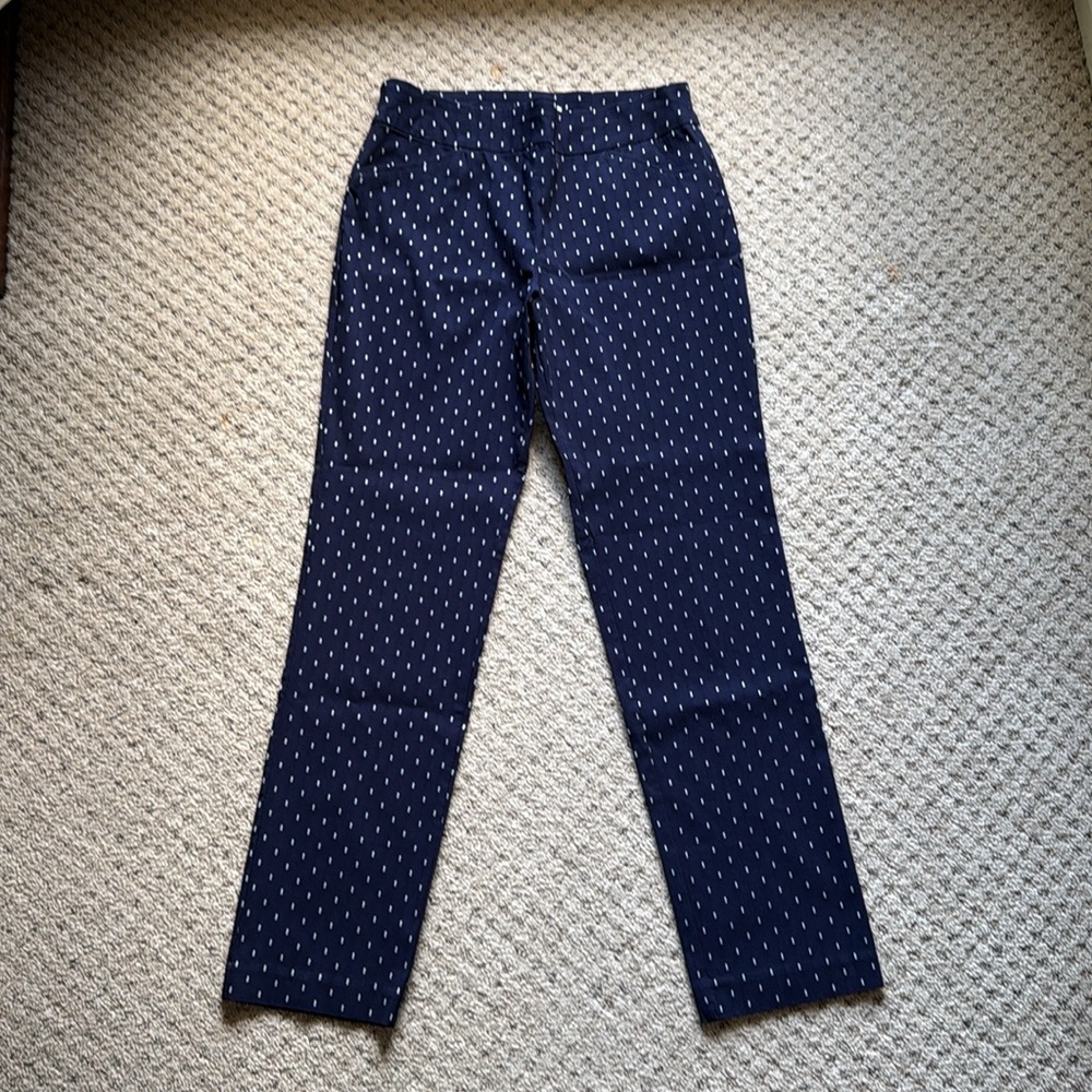 Talbots Navy Patterned Chinos Size 8 - image 2
